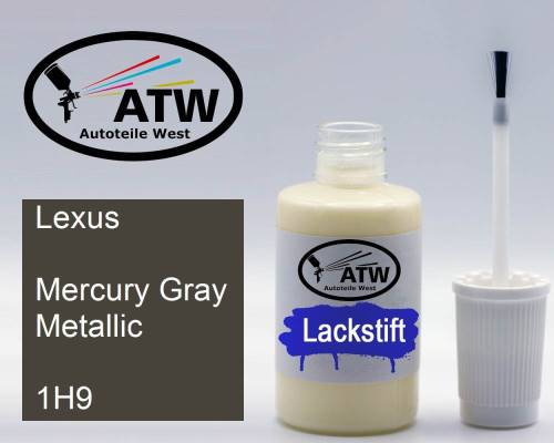 Lexus, Mercury Gray Metallic, 1H9: 20ml Lackstift, von ATW Autoteile West.